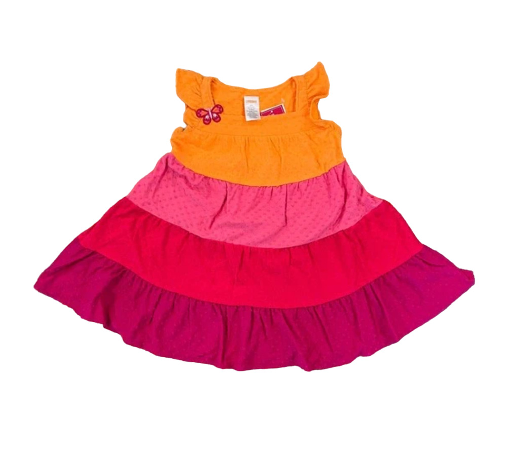 NWT Gymboree Orange & Pink Colorblock Jacquard Tiered Dress -